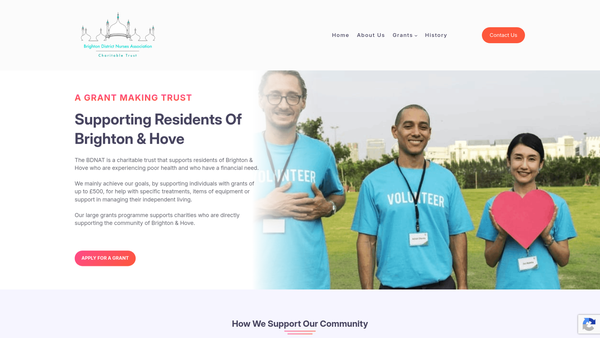 Screenshot of the Brighton District Nursing Association Trust website