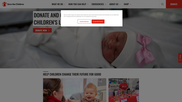 Screenshot of the The Save The Children Fund website