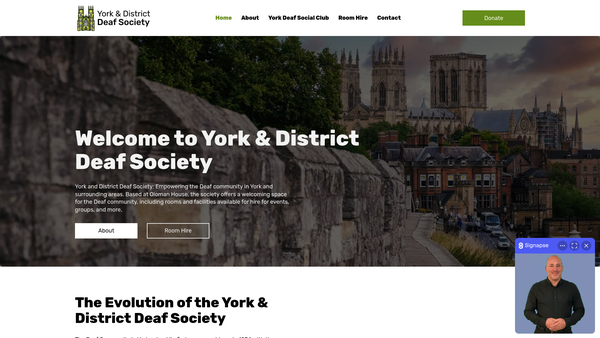 Screenshot of the York And District Deaf Society website