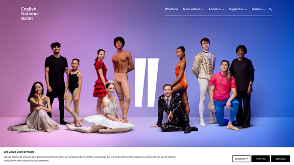 Screenshot of the English National Ballet website