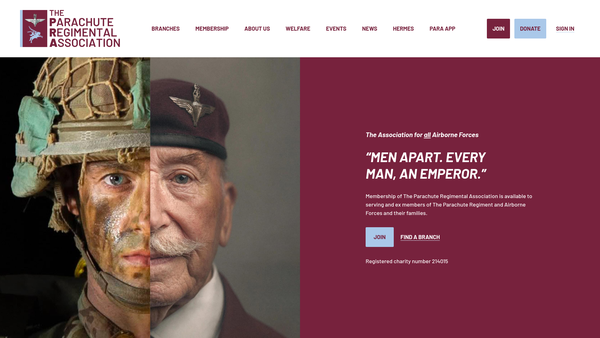 Screenshot of the The Parachute Regimental Association website