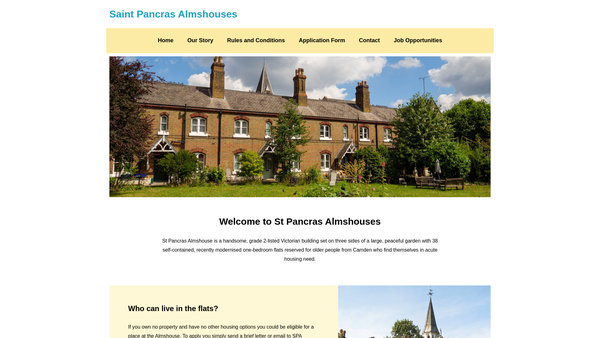 Screenshot of the St Pancras Almshouses website