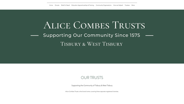 Screenshot of the Tisbury Relief In Need Charity website