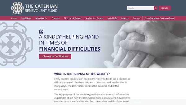 Screenshot of the Catenian Association Benevolent And Children's Fund website
