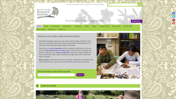 Screenshot of the The South London Botanical Institute website