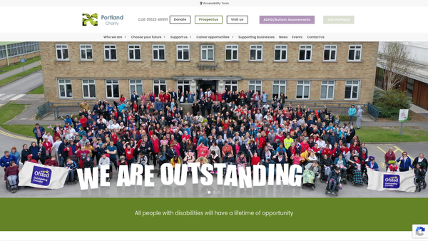 Screenshot of the Portland College website