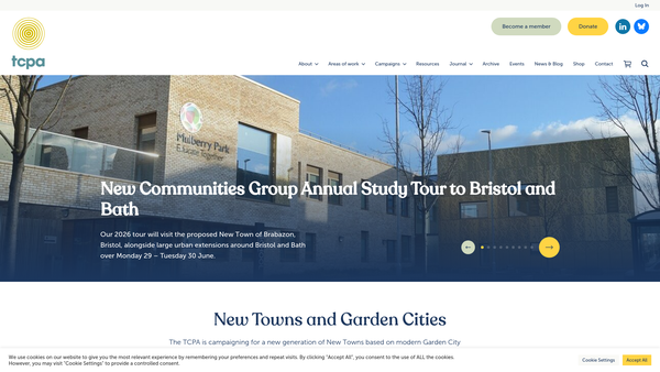 Screenshot of the Town And Country Planning Association website