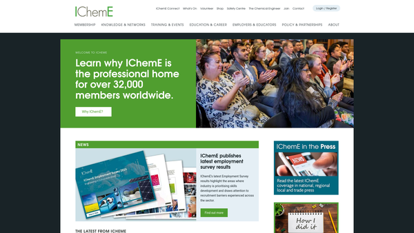 Screenshot of the The Institution Of Chemical Engineers website