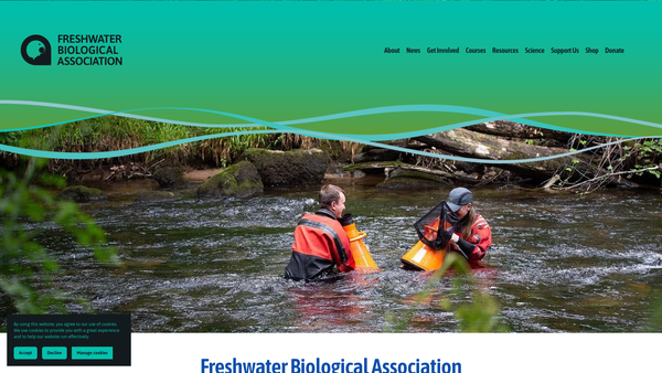 Screenshot of the Freshwater Biological Association website