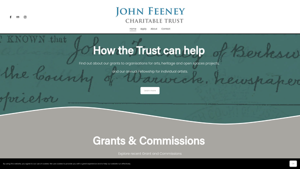 Screenshot of the John Feeney Charitable Trust website