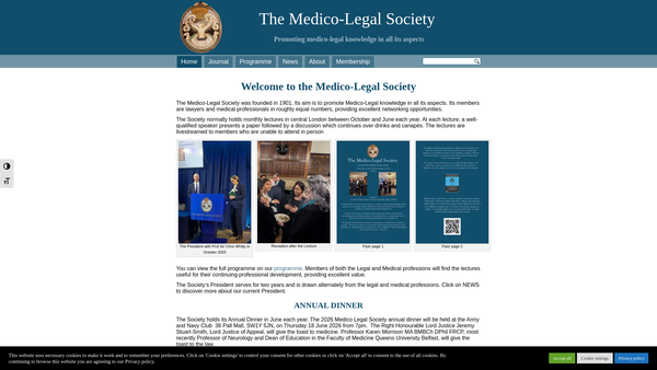 Screenshot of the Medico-Legal Society website