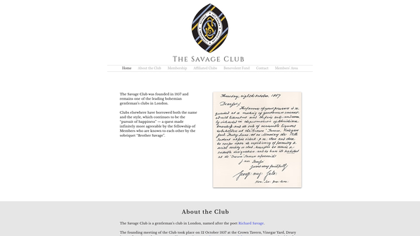Screenshot of the The Savage Club Benevolent Fund website