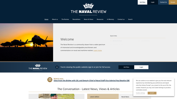 Screenshot of the The Naval Review website