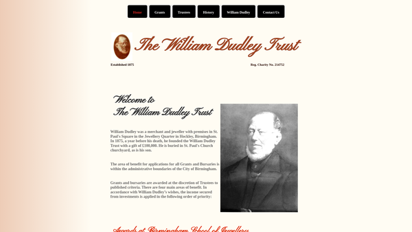 Screenshot of the William Dudley Trust website