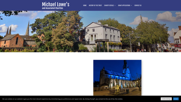 Screenshot of the Michael Lowe's And Associated Charities website