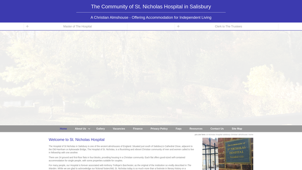 Screenshot of the St Nicholas Hospital website