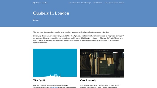 Screenshot of the The North London Area Quaker Meeting Pastoral Fund website