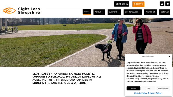Screenshot of the Sight Loss Shropshire website