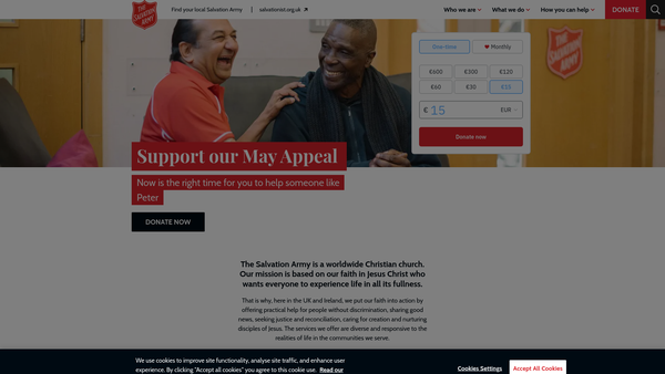 Screenshot of the The Salvation Army Social Work Trust website