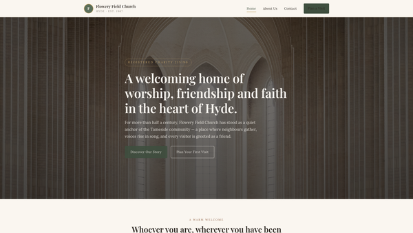 Screenshot of the Trust Funds Held In Connexion With Flowery Field Church, Hyde, Cheshire website
