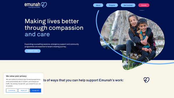 Screenshot of the British Emunah Fund website