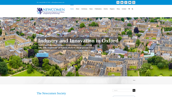 Screenshot of the The Newcomen Society For The Study Of The History Of Engineering And Technology website