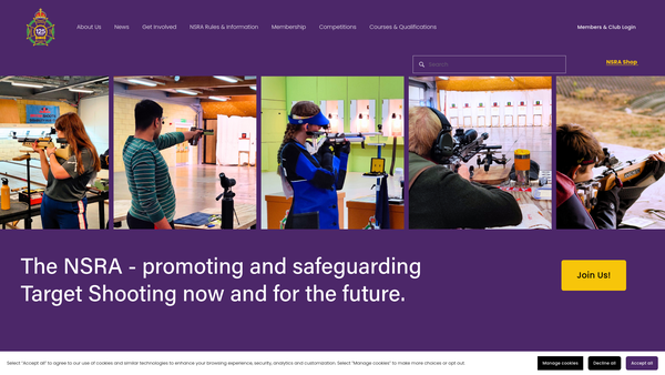 Screenshot of the The National Small-Bore Rifle Association website