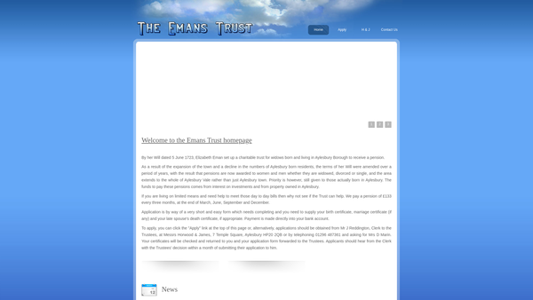 Screenshot of the Charity Of Elizabeth Eman website