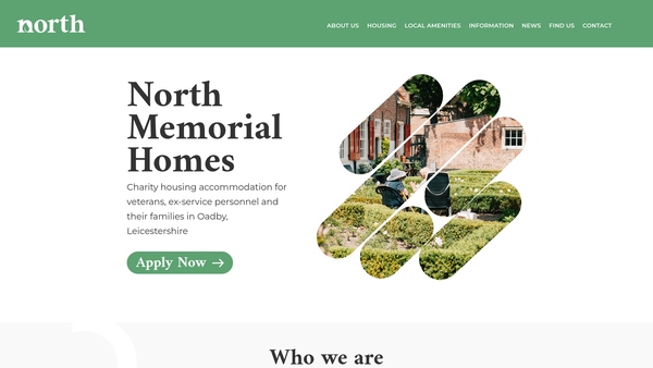 Screenshot of the The North Memorial Homes City Of Leicester website