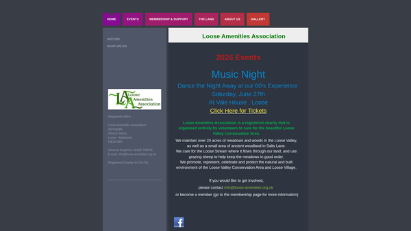 Screenshot of the Loose Amenities Association website