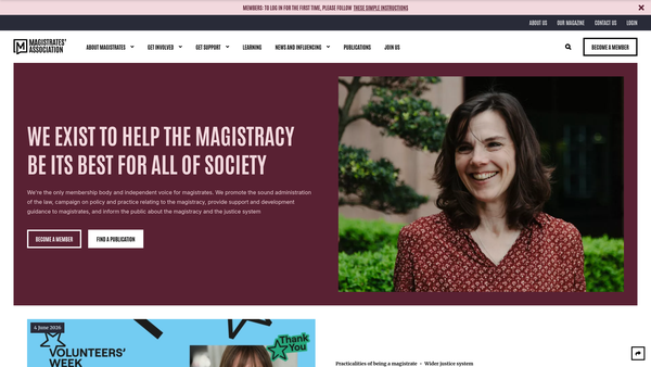 Screenshot of the The Magistrates Association website