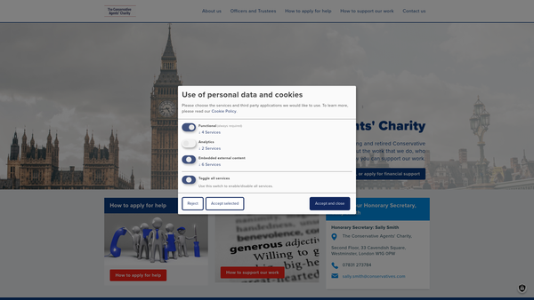 Screenshot of the The Conservative Agents' Charity website