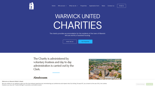 Screenshot of the Warwick United Charity website