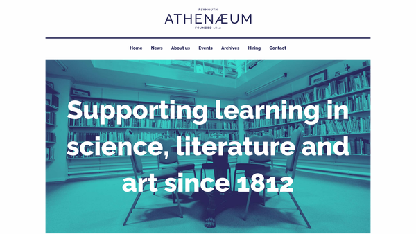 Screenshot of the The Plymouth Athenaeum website