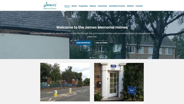 Screenshot of the The James Charities website