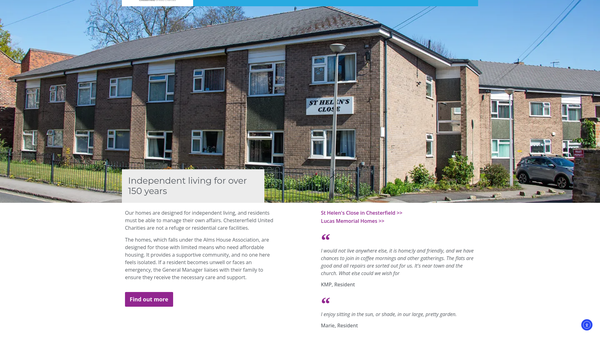 Screenshot of the The Chesterfield United Charities website