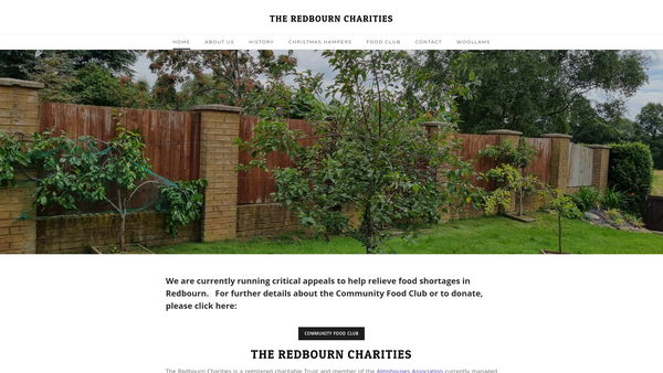 Screenshot of the The Redbourn Charities website
