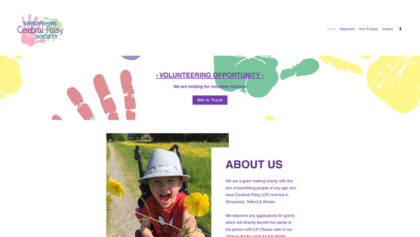 Screenshot of the Shropshire Cerebral Palsy Society website