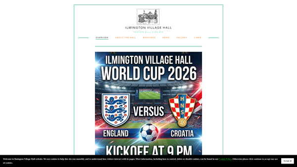 Screenshot of the Ilmington Village Hall website