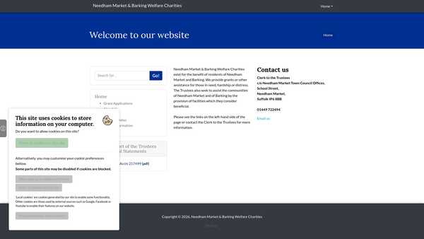 Screenshot of the Town Lands website