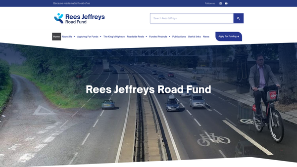 Screenshot of the Rees Jeffreys Road Fund website