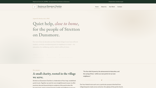 Screenshot of the Stretton On Dunsmore Charities website