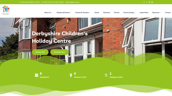 Screenshot of the Derby Children's Seaside Home website