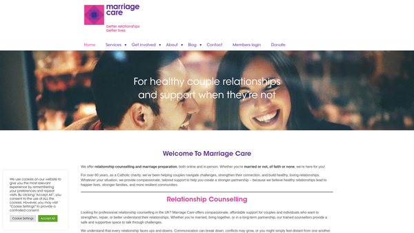 Screenshot of the Catholic Marriage Care Limited website