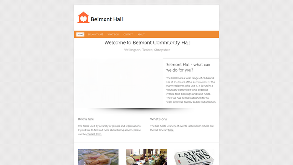 Screenshot of the Belmont Community Hall website
