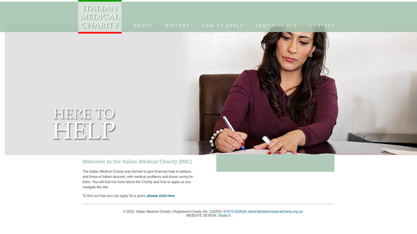 Screenshot of the Italian Medical Charity website