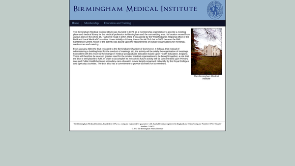 Screenshot of the Birmingham Medical Institute website