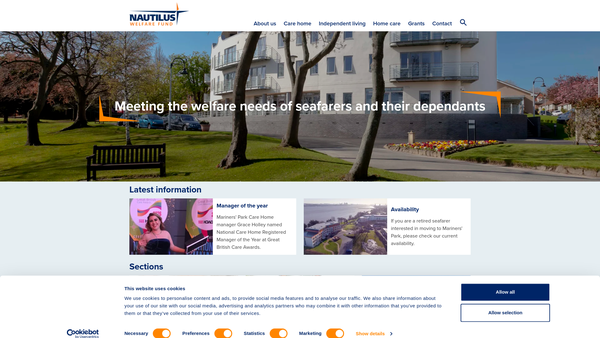 Screenshot of the Nautilus Welfare Fund website
