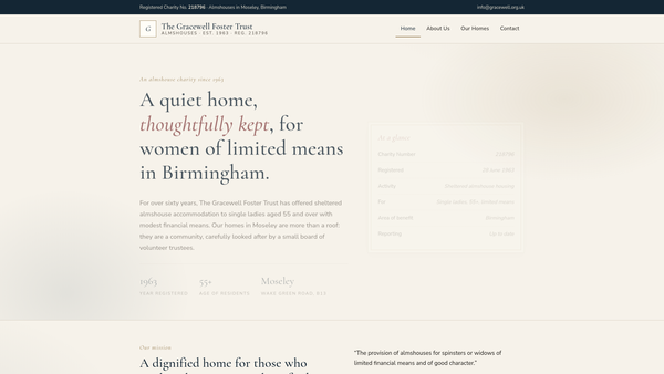 Screenshot of the The Gracewell Foster Trust website