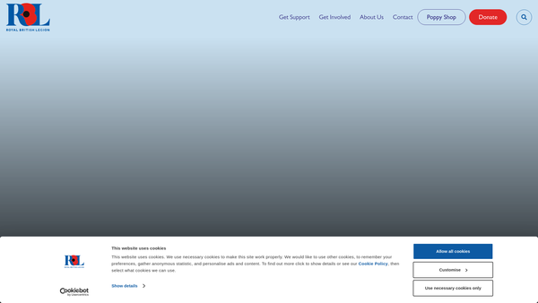 Screenshot of the The Royal British Legion website